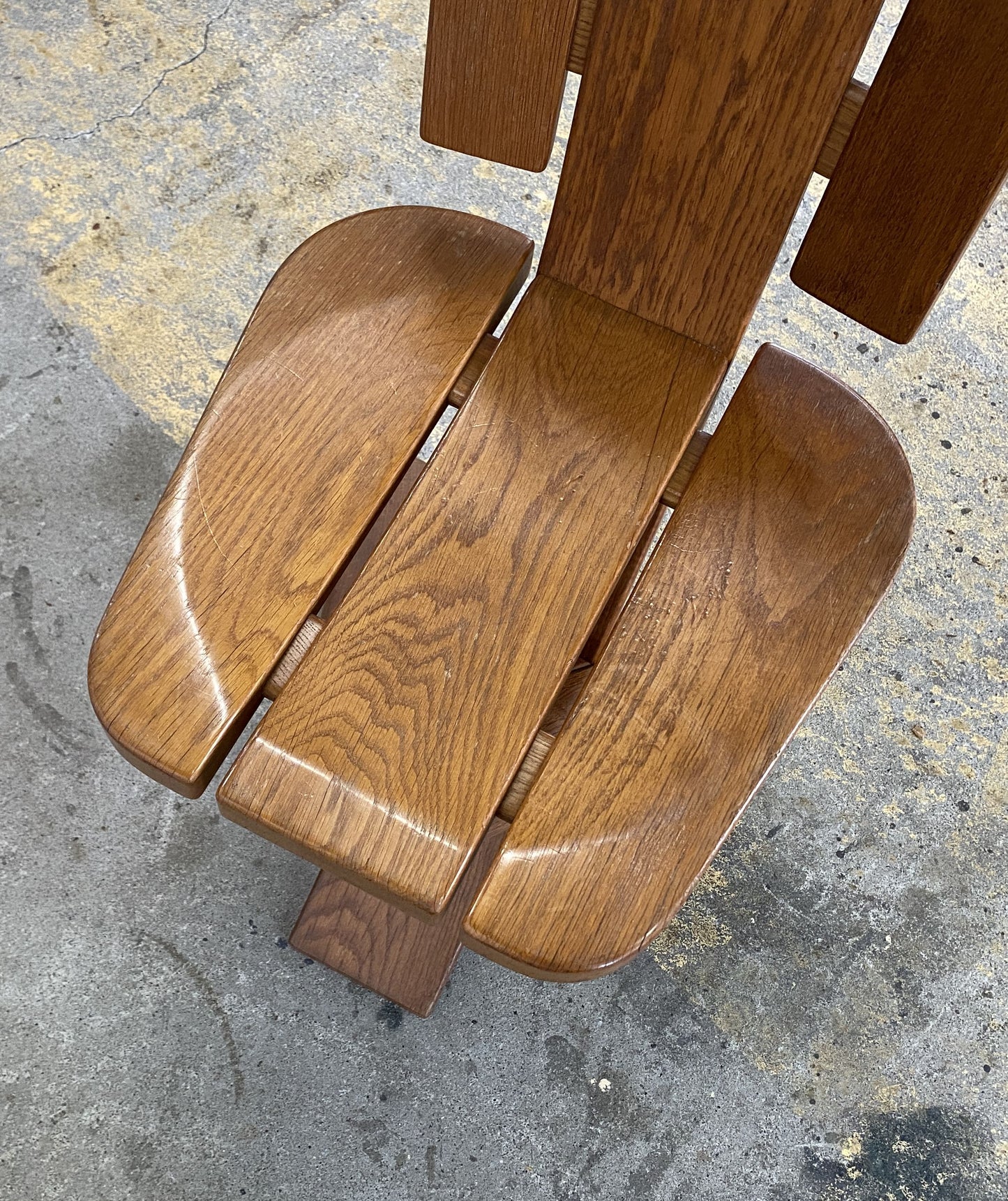 Sculptural Oak Tripod Chairs by ”Ebénisterie Seltz”