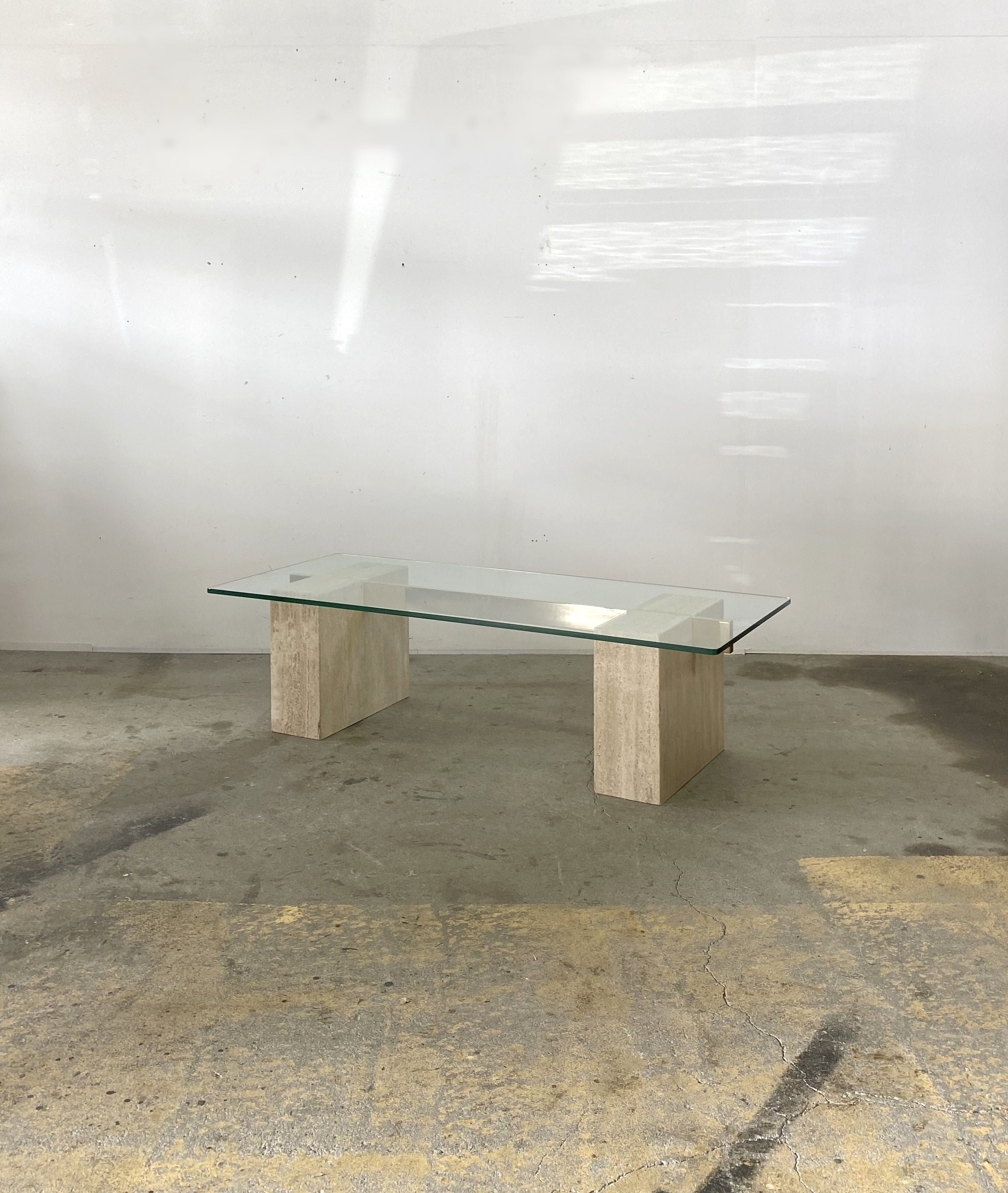 Italian Travertine Coffee Table by Artedi – Round trip Antiques