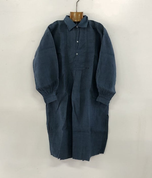 France vintage indigo linen smock