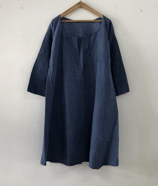 French vintage indigo linen smock