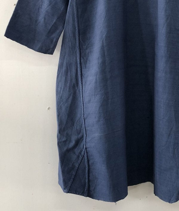 French vintage indigo linen smock