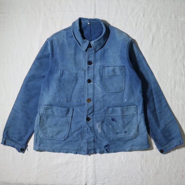 40-50´s French work Blue moleskin jacket-