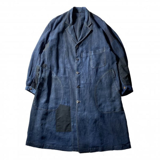 indigo linen maquignon coat
