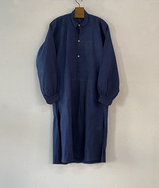 French vintage indigo linen smock