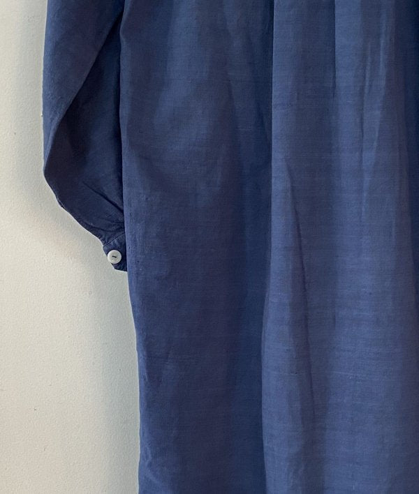French vintage indigo linen smock
