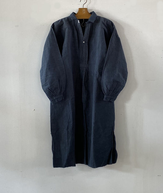 France vintage indigo linen smock