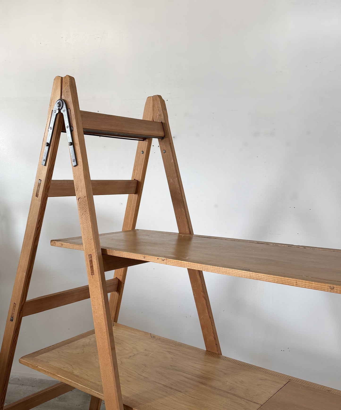 Vintage Folding Wooden Ladder Shelf
