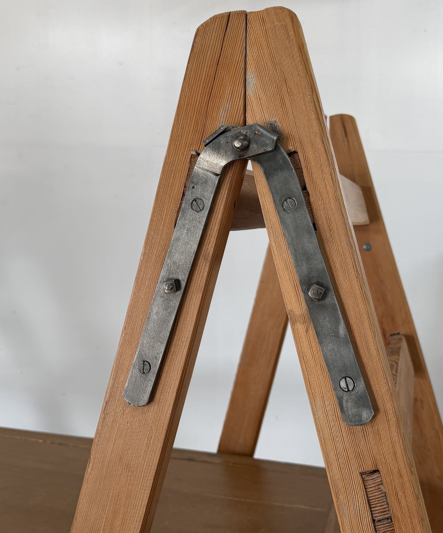 Vintage Folding Wooden Ladder Shelf