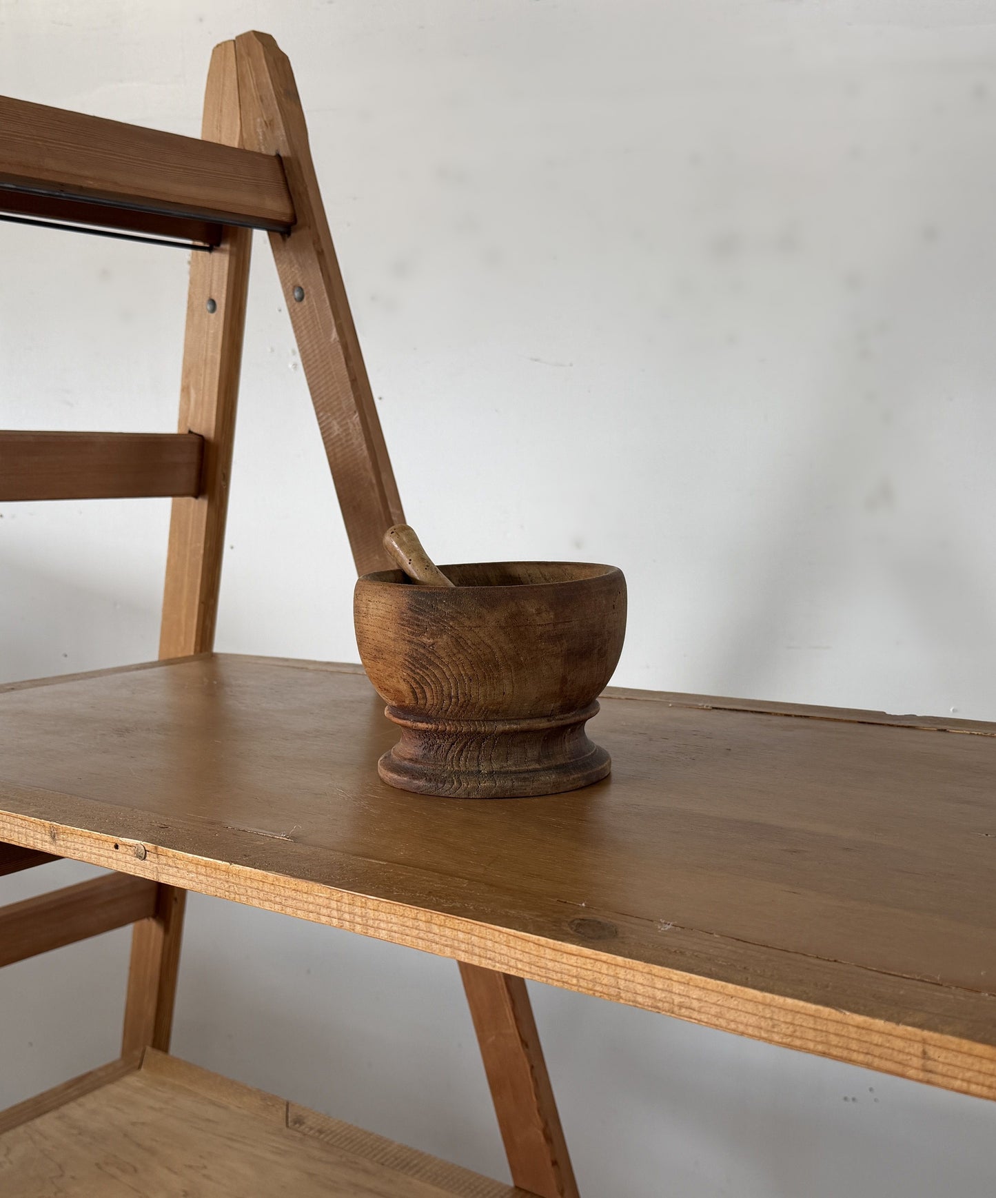 Vintage Folding Wooden Ladder Shelf