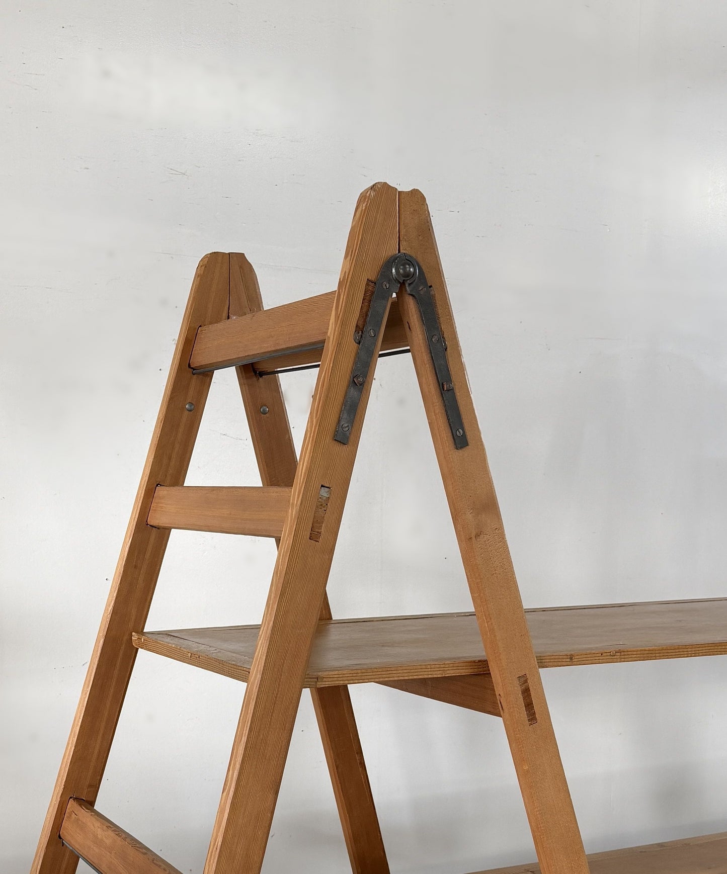Vintage Folding Wooden Ladder Shelf