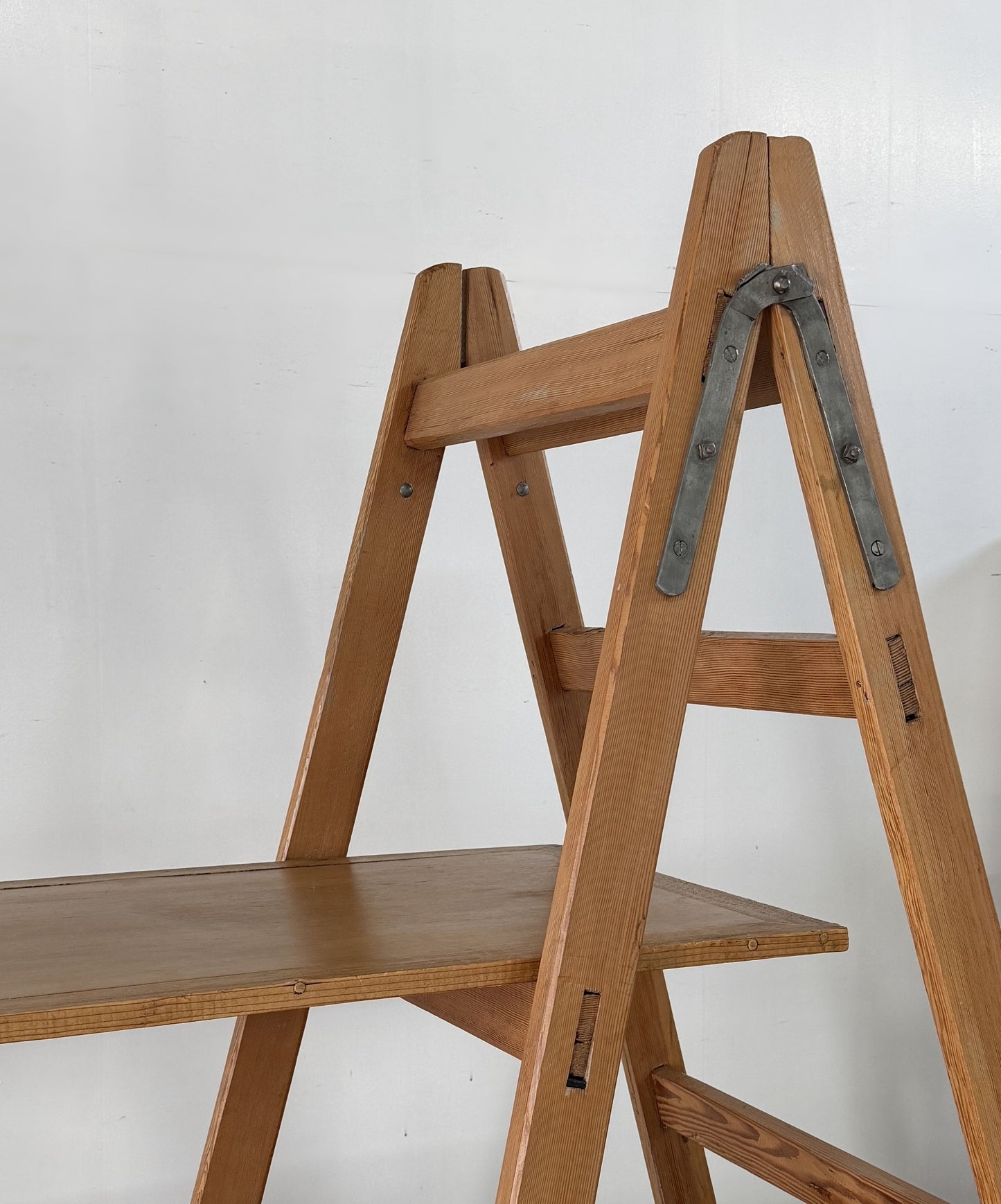 Vintage Folding Wooden Ladder Shelf