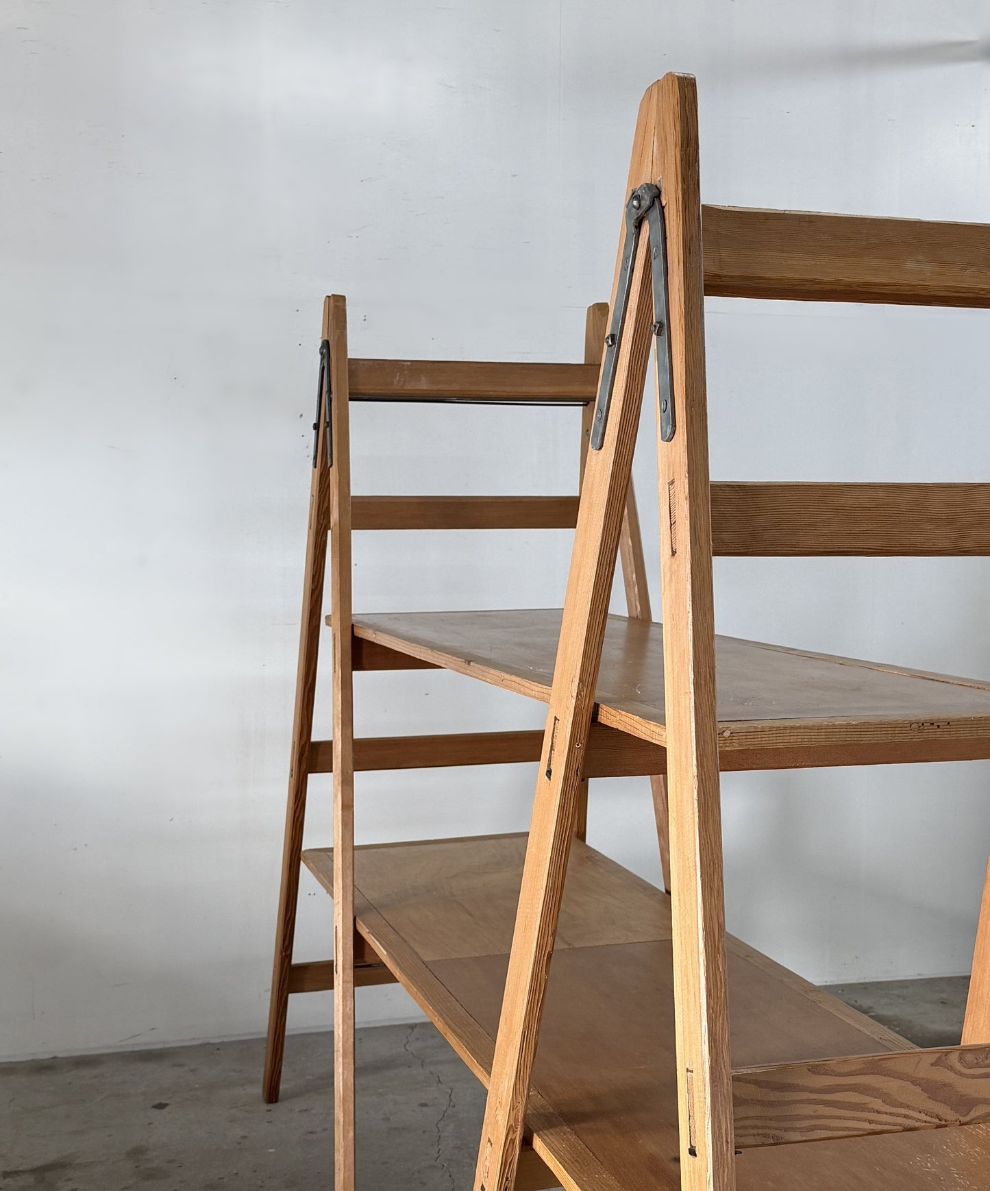 Vintage Folding Wooden Ladder Shelf