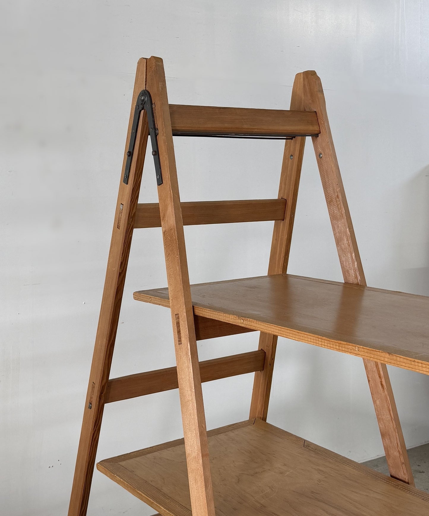 Vintage Folding Wooden Ladder Shelf