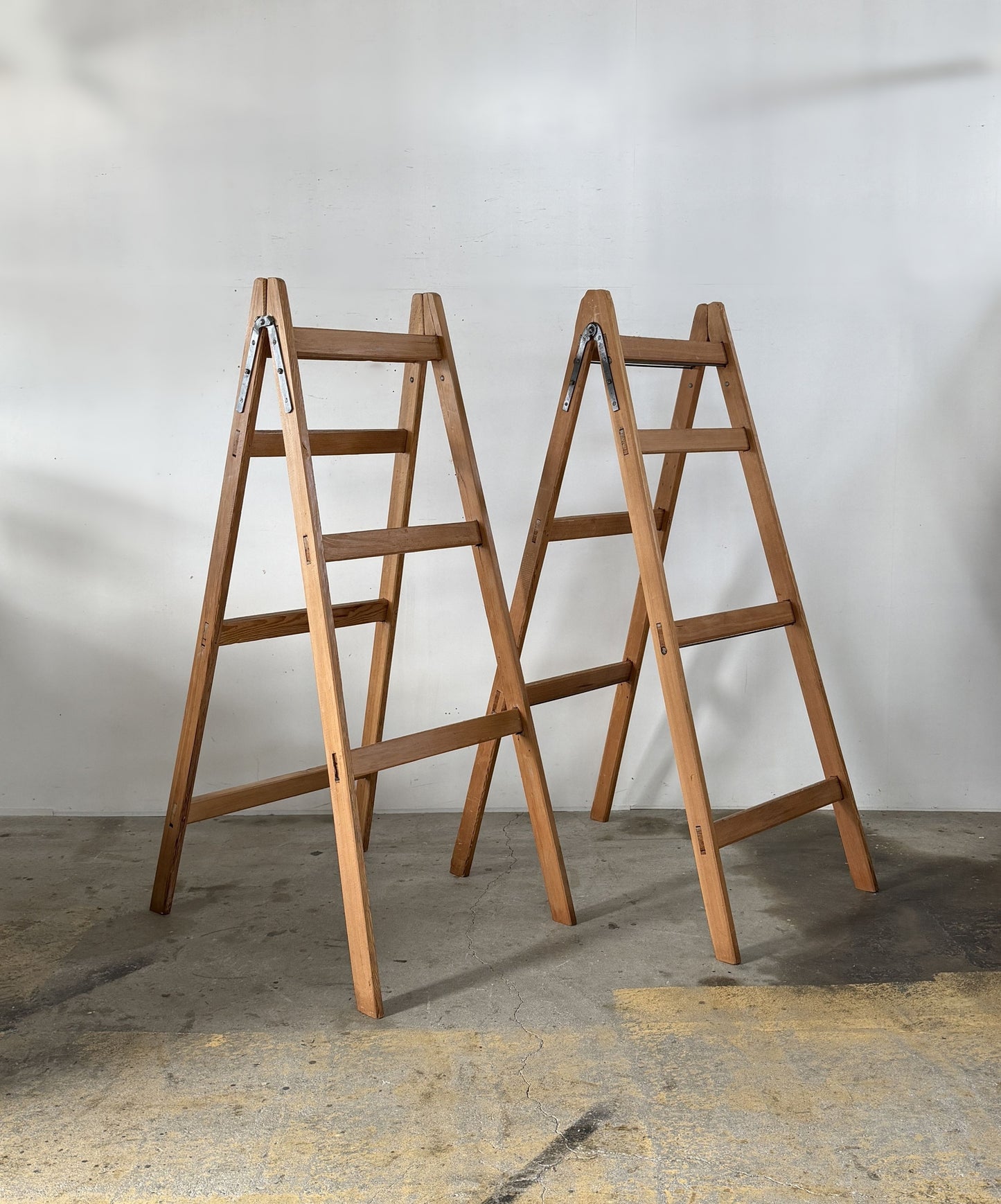 Vintage Folding Wooden Ladder Shelf