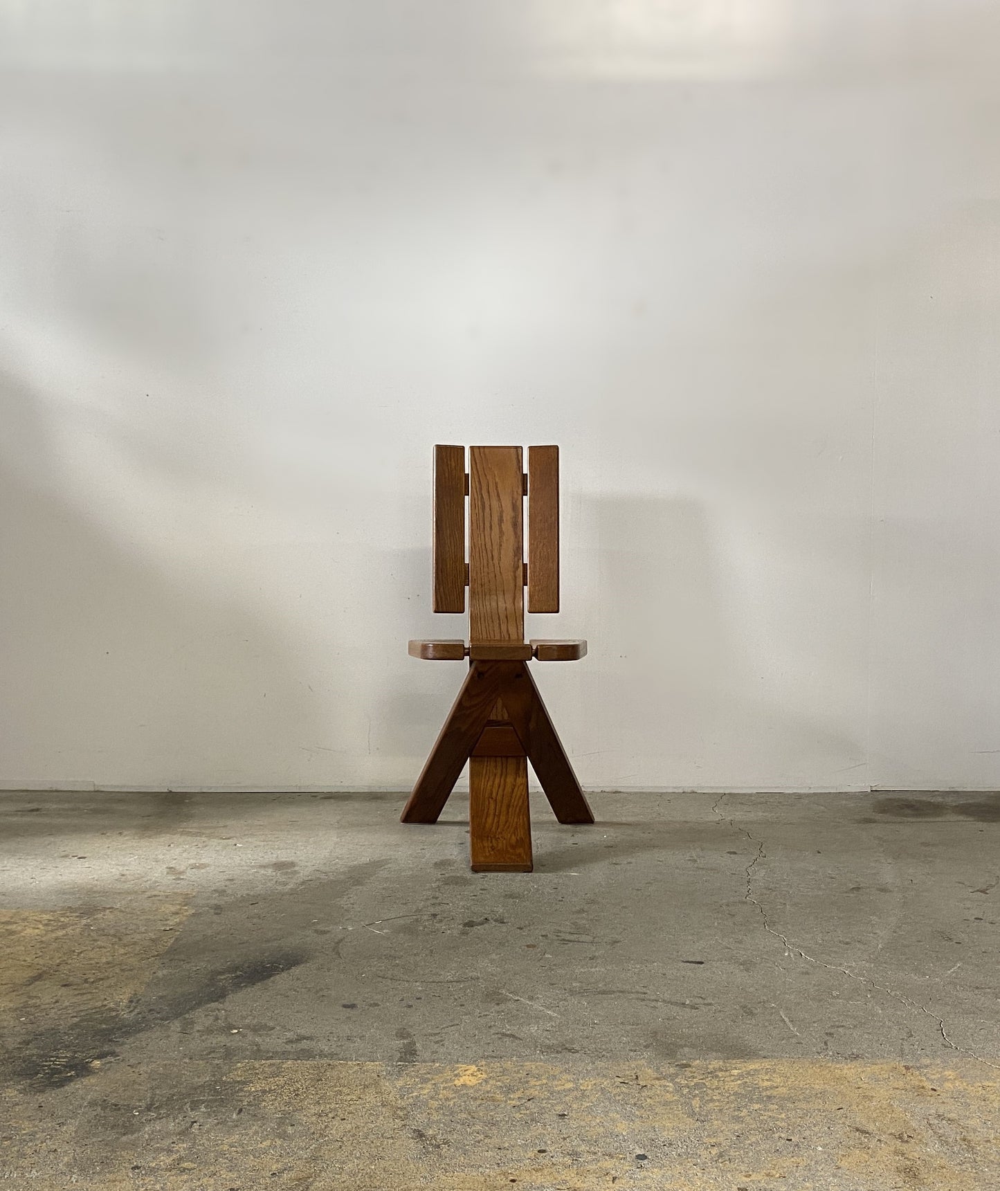 Sculptural Oak Tripod Chairs by ”Ebénisterie Seltz”