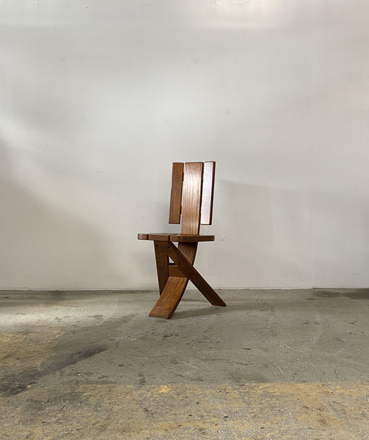 Sculptural Oak Tripod Chairs by ”Ebénisterie Seltz”