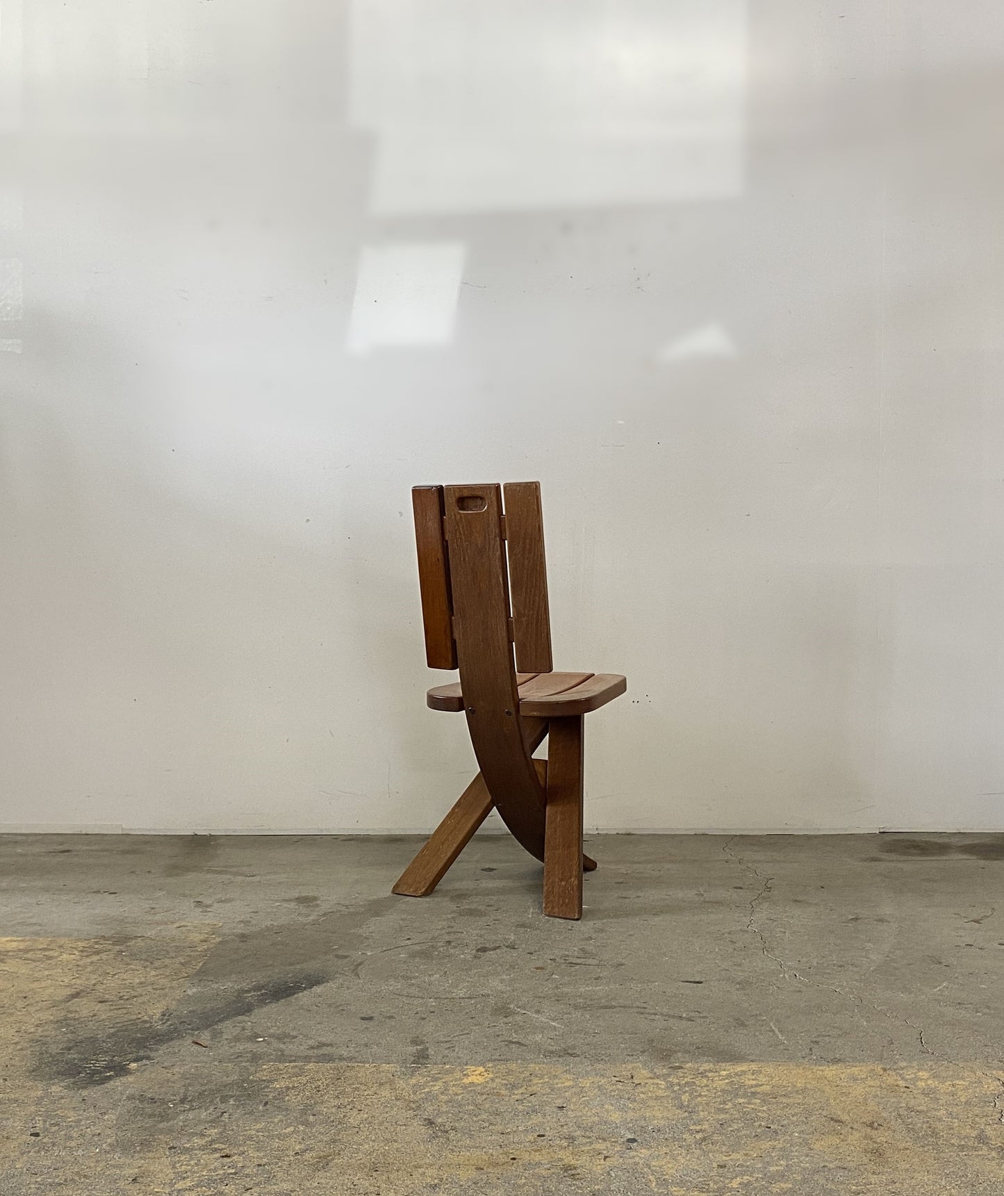 Sculptural Oak Tripod Chairs by ”Ebénisterie Seltz”