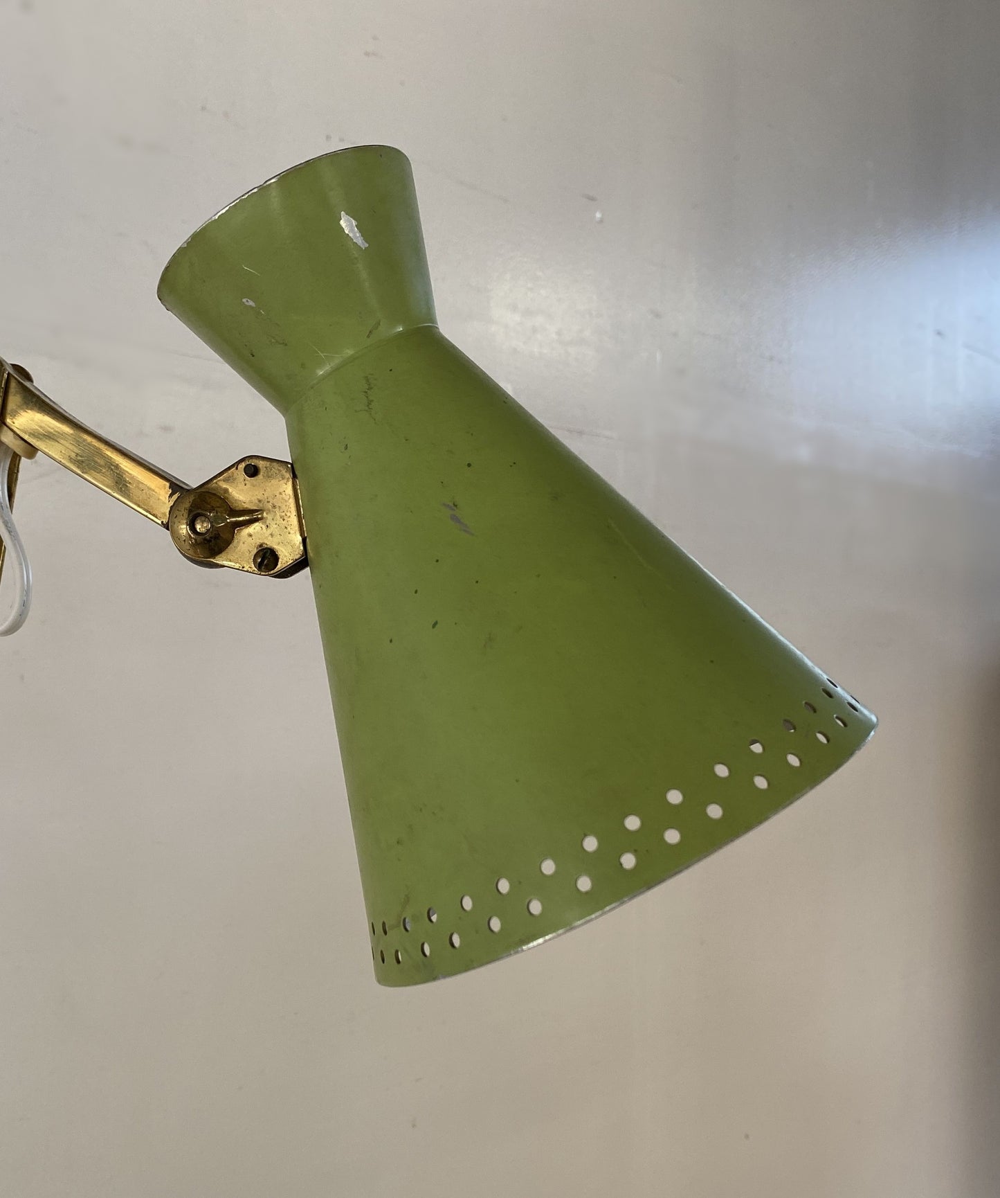 Brass Extendable Sissor Wall Lamp Diabolo Shade