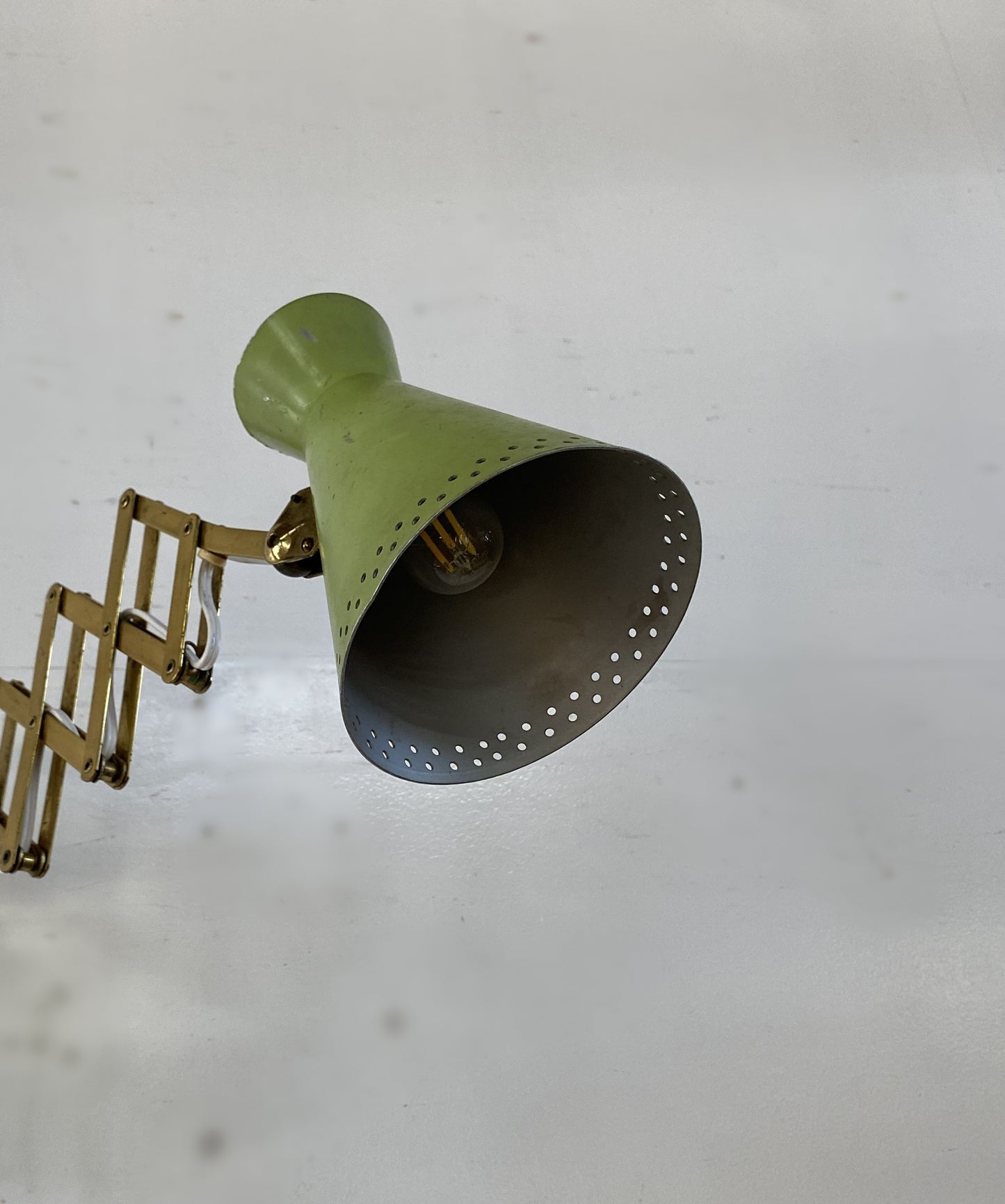 Brass Extendable Sissor Wall Lamp Diabolo Shade