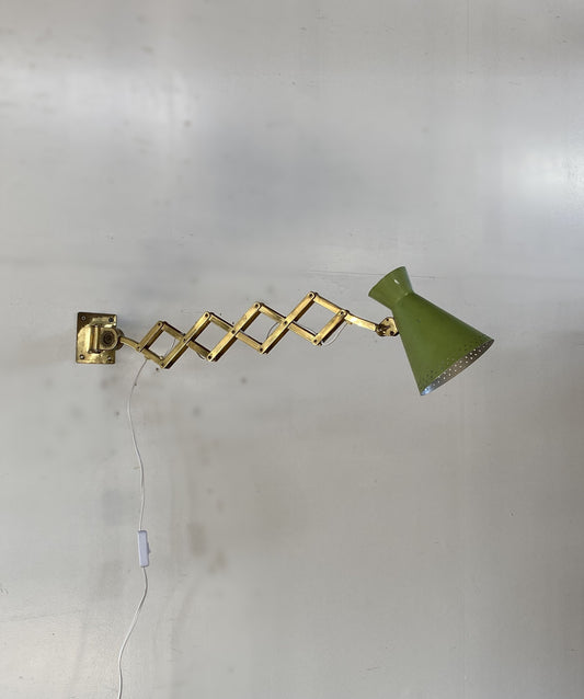 Brass Extendable Sissor Wall Lamp Diabolo Shade