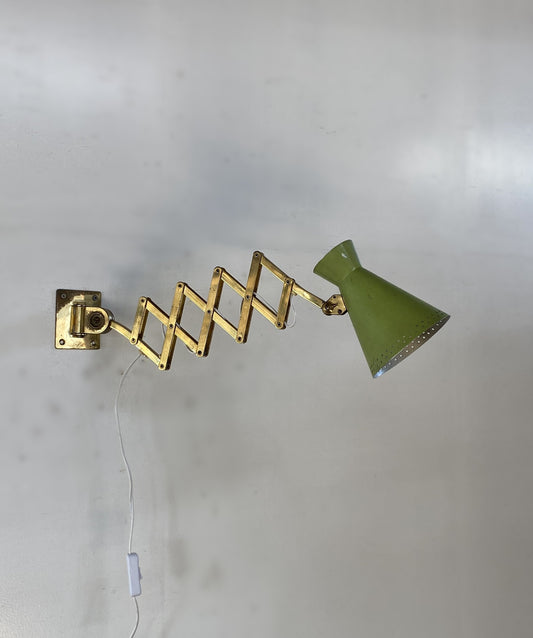 Brass Extendable Sissor Wall Lamp Diabolo Shade