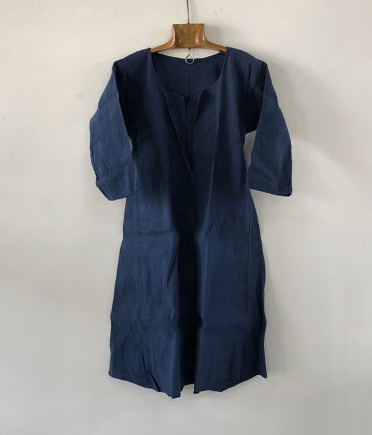 French vintage indigo linen smock